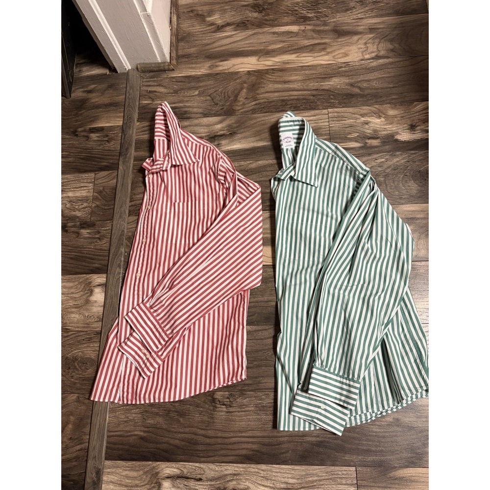 Brooks Brothers Bundle Mens XL Red Green Striped Long Sleeve Button Up 716
